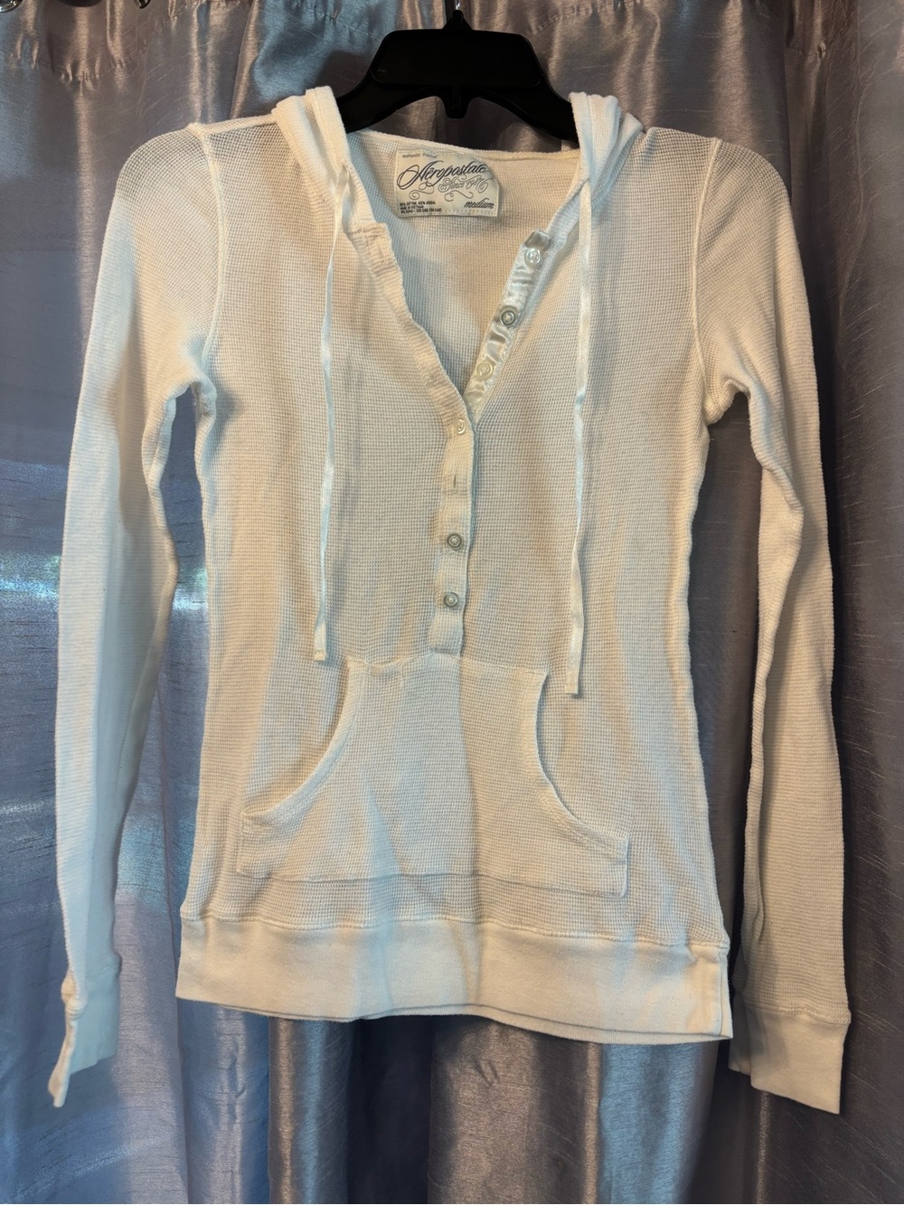Y2K Aeropostale Cream Thermal Henley Hoodie